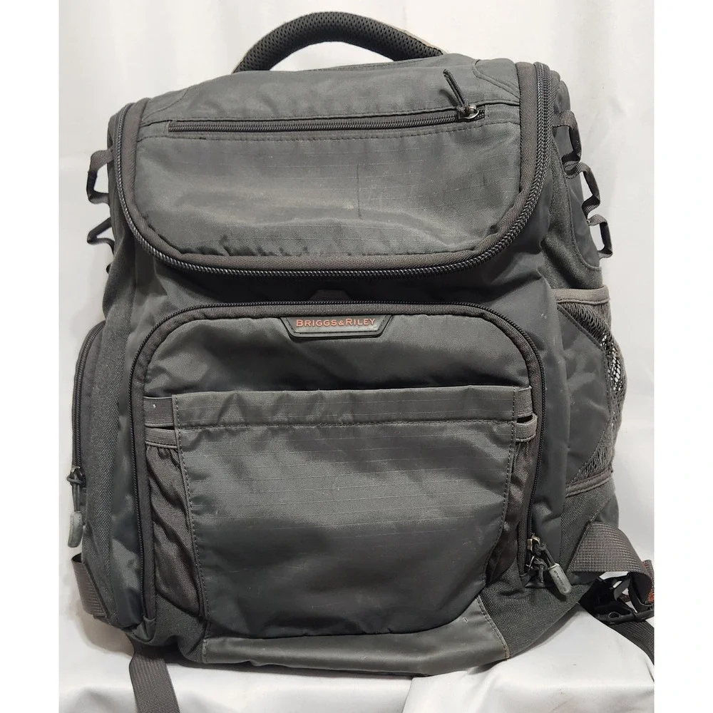 Briggs & Riley Gray Ballistic Nylon Cargo Laptop Backpack BP118-25 Travel Bag